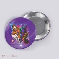 Retro 80's Digital Polygon Fox Button thumb 0