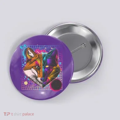 Retro 80's Digital Polygon Fox Button