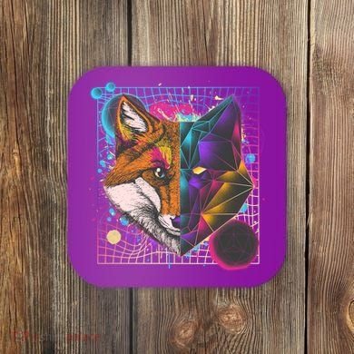 Retro 80's Digital Polygon Fox Coaster
