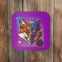 Retro 80's Digital Polygon Fox Coaster thumb 0