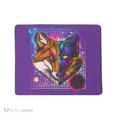Retro 80's Digital Polygon Fox Mousepad