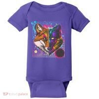 Retro 80's Digital Polygon Fox Baby Bodysuit thumb 0