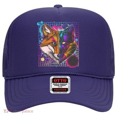 Retro 80's Digital Polygon Fox Hat