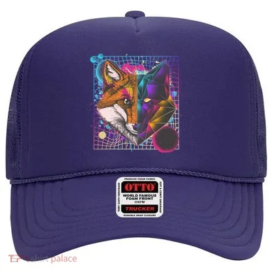 Retro 80's Digital Polygon Fox Hat