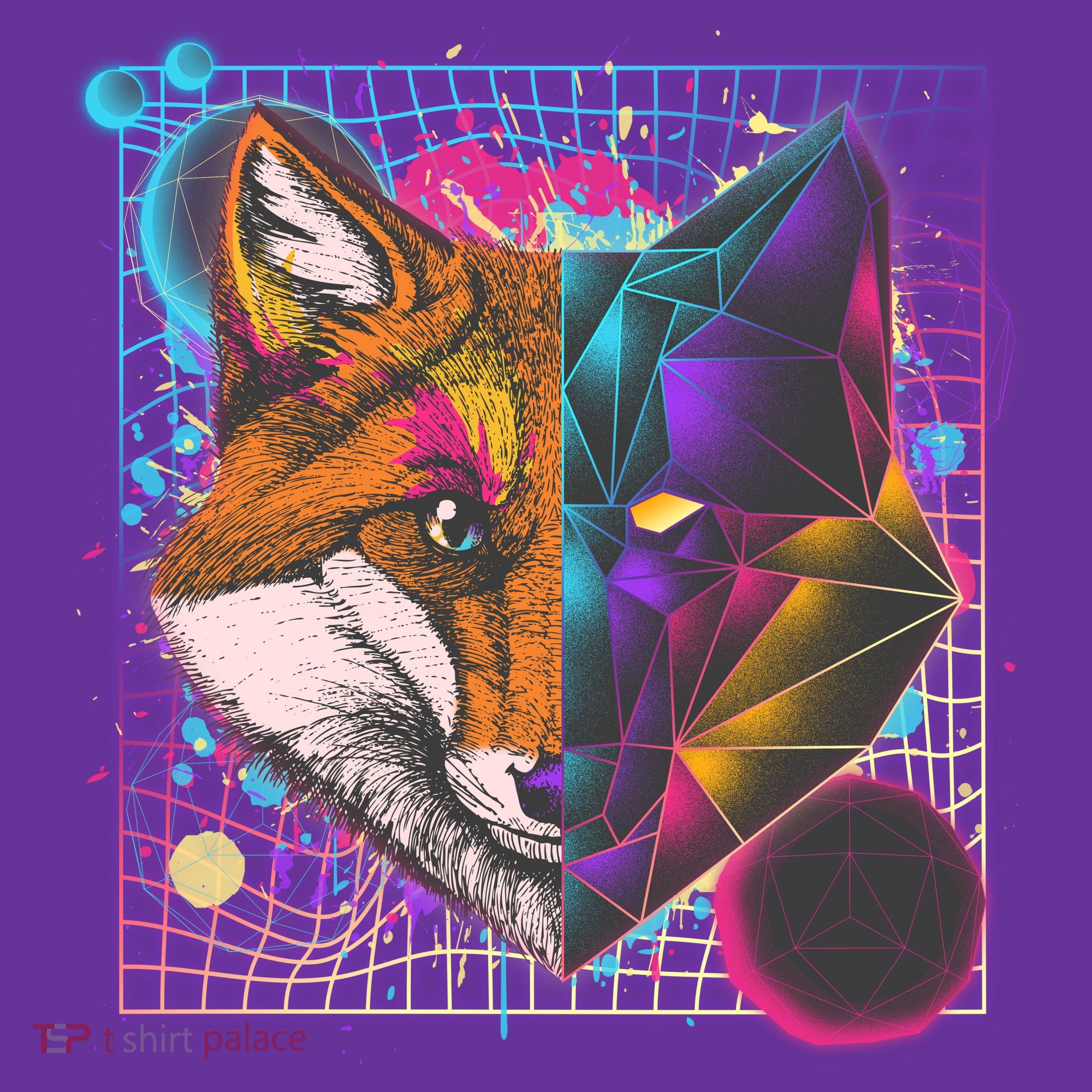 Retro 80's Digital Polygon Fox Hat