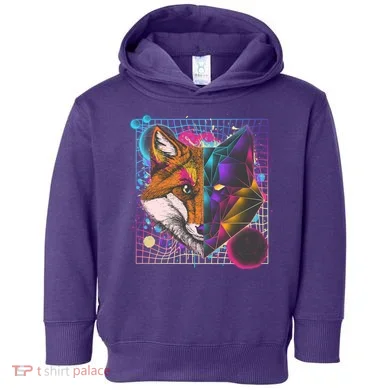 Retro 80's Digital Polygon Fox Toddler Hoodie