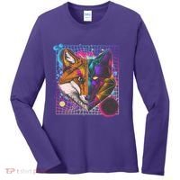 Retro 80's Digital Polygon Fox Women's Long Sleeve Shirt thumb 0