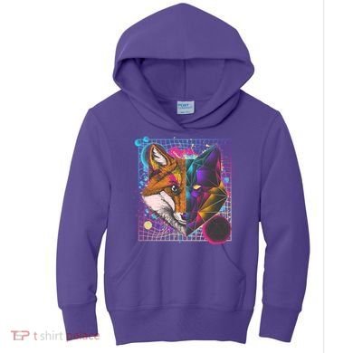 Retro 80's Digital Polygon Fox Kids Hoodie