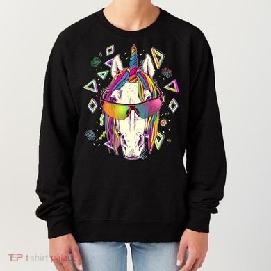 Retro 80's Eighties Rainbow Unicorn Women's Sweatshirt