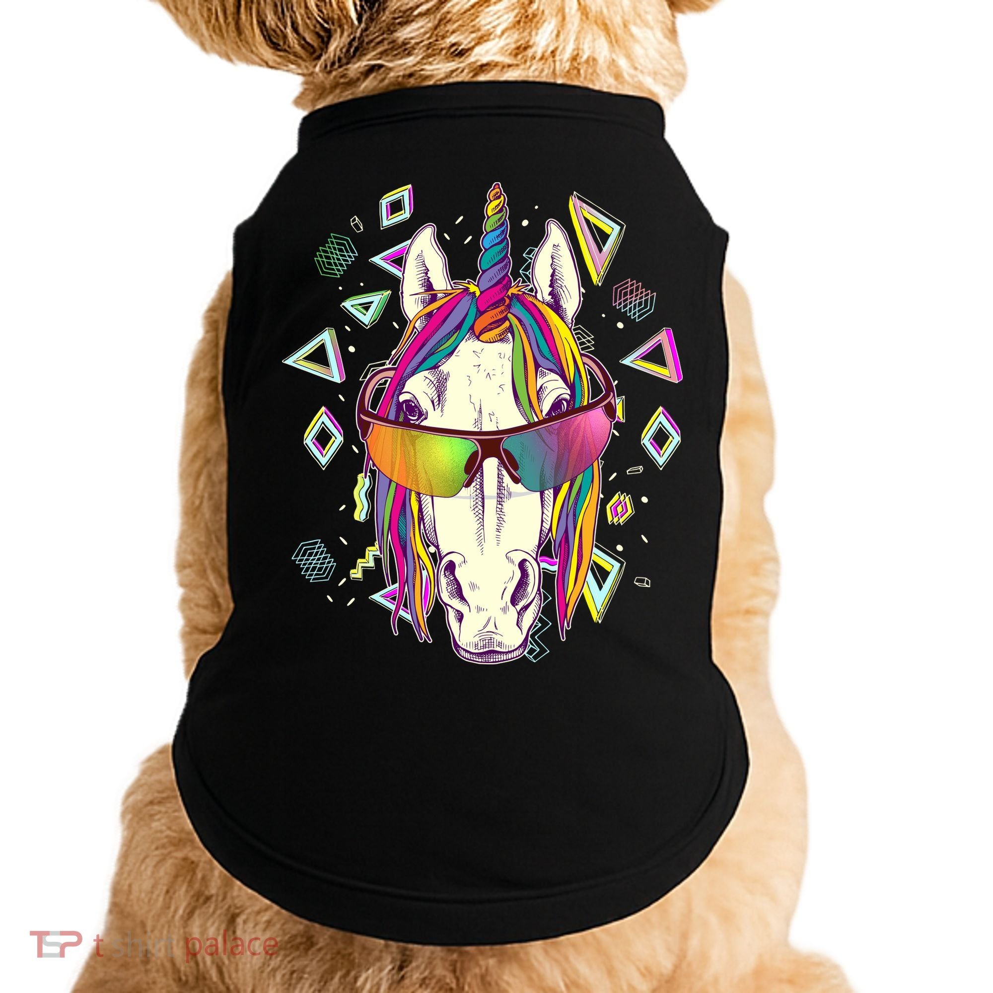Retro 80's Eighties Rainbow Unicorn Doggie Tank