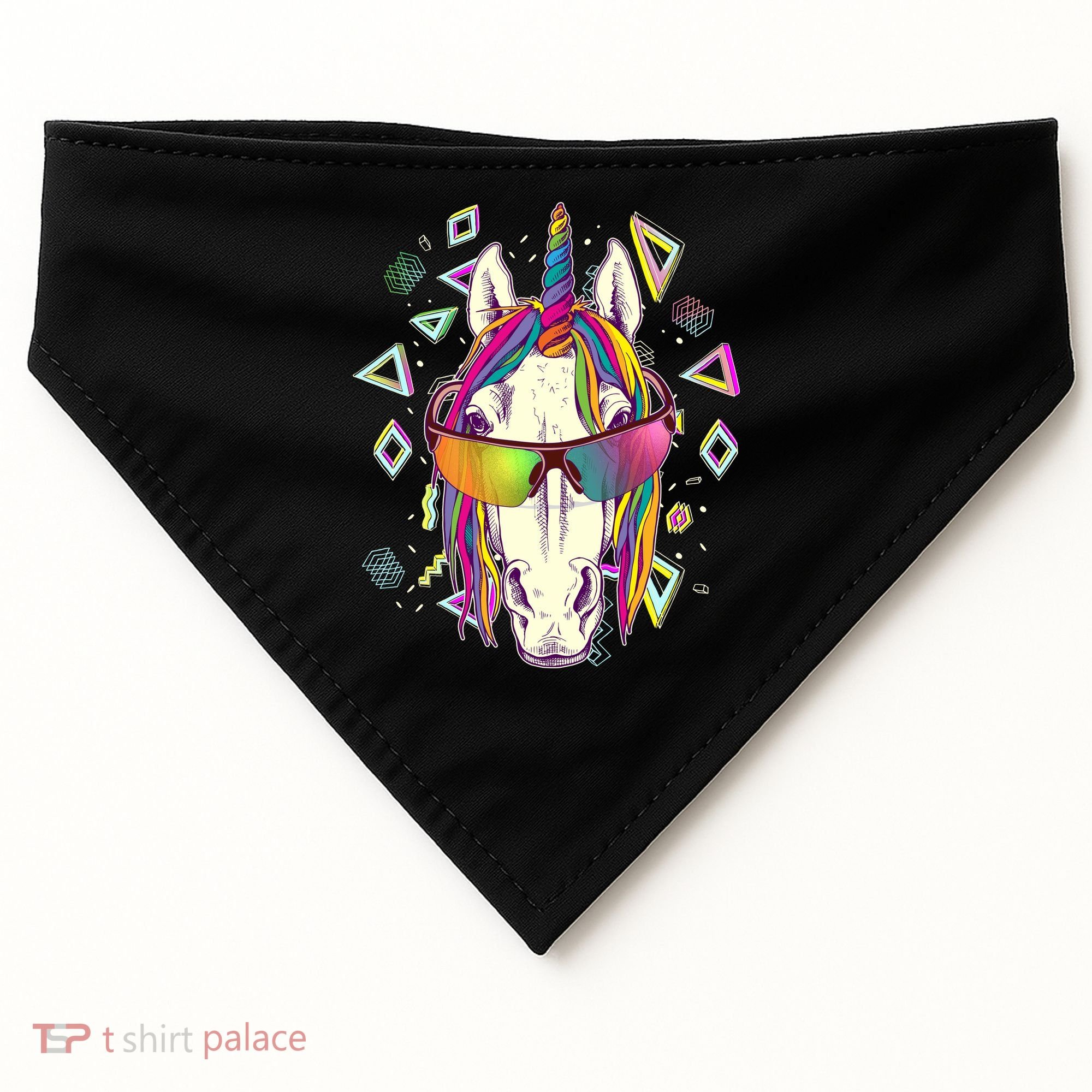 Retro 80's Eighties Rainbow Unicorn USA-Made Doggie Bandana