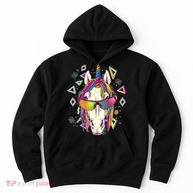 Retro 80's Eighties Rainbow Unicorn Hoodie
