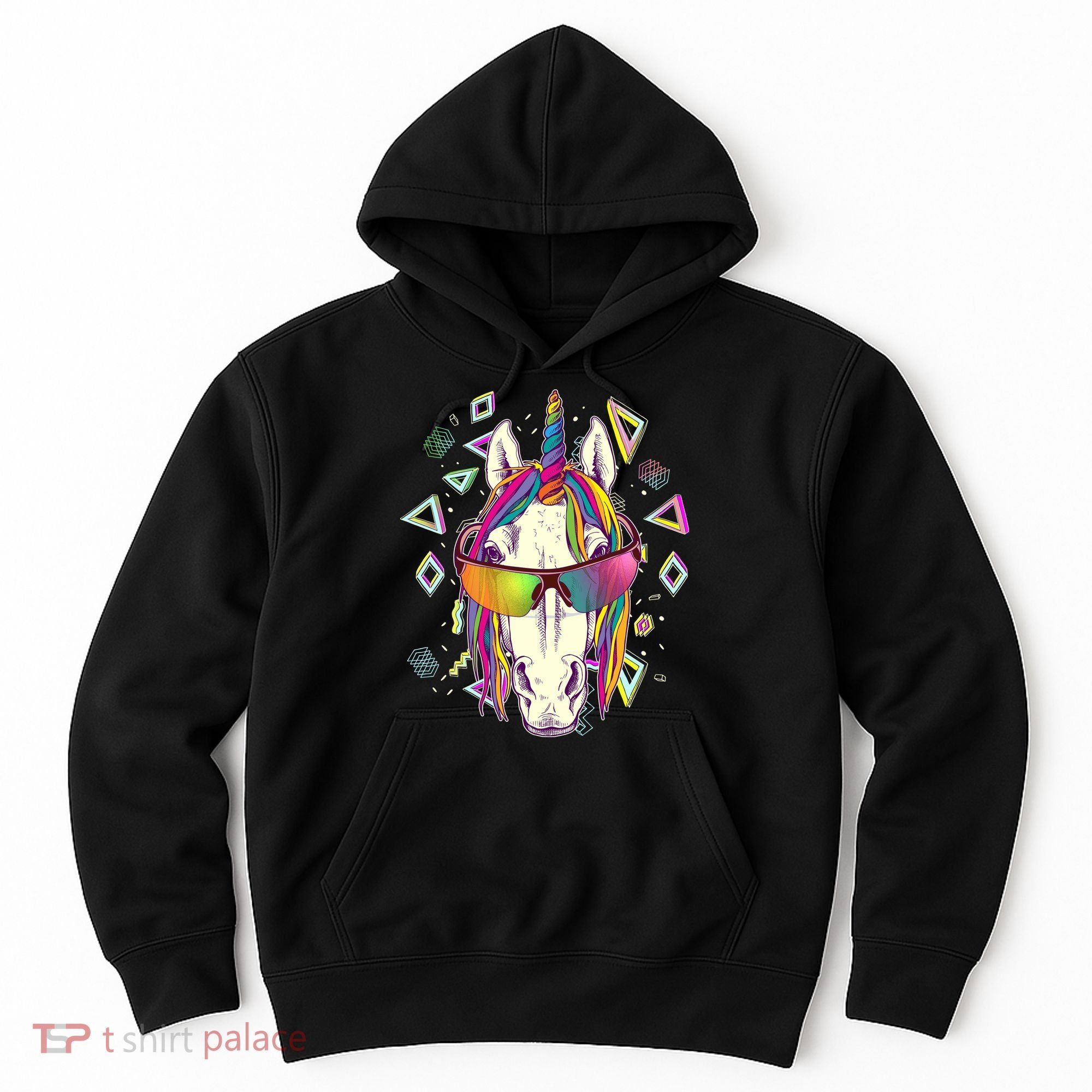 Retro 80's Eighties Rainbow Unicorn Hoodie
