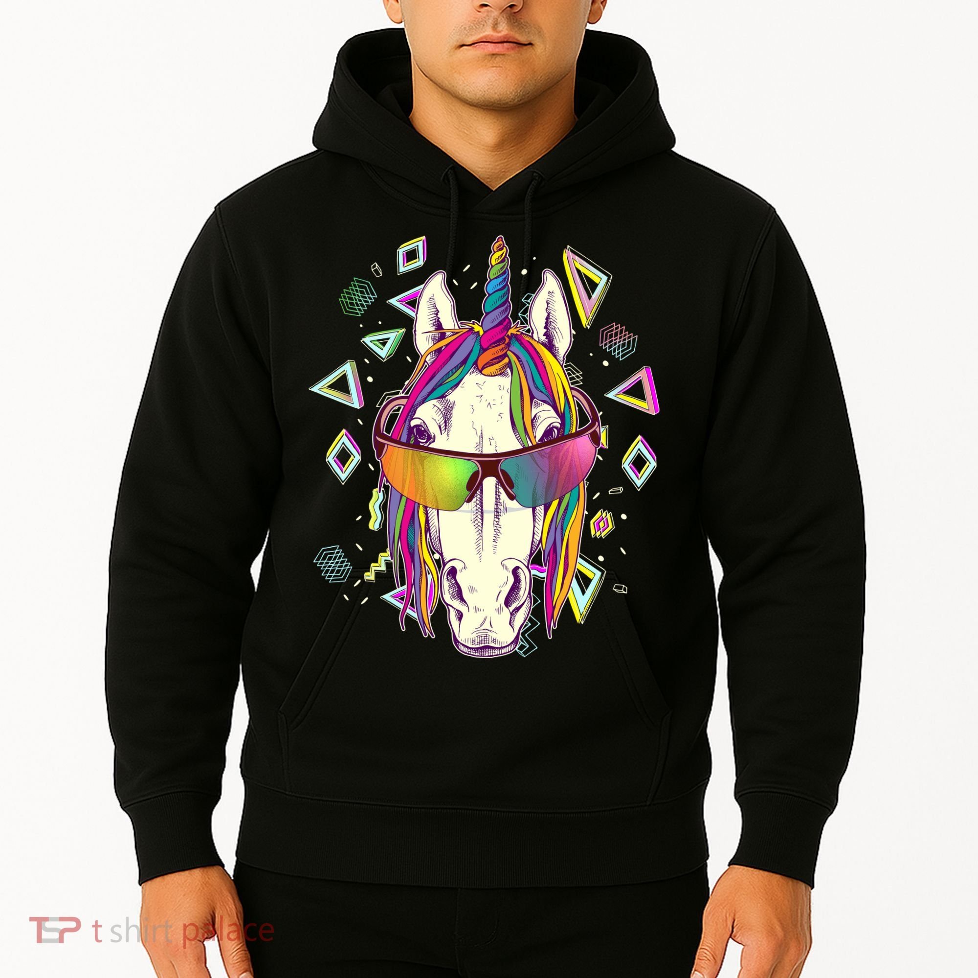 Retro 80's Eighties Rainbow Unicorn Hoodie
