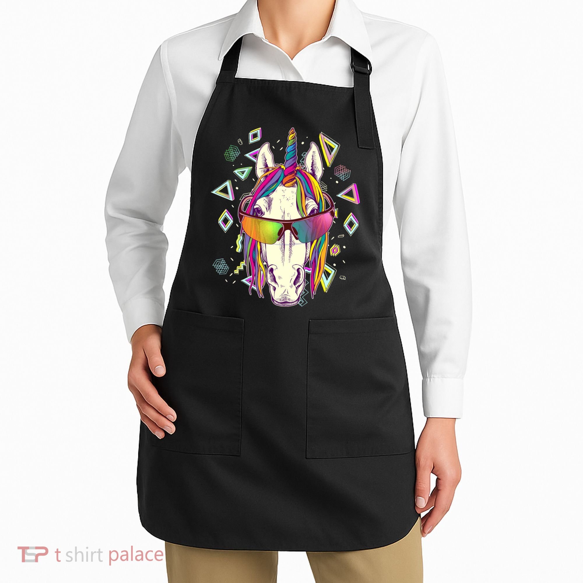 Retro 80's Eighties Rainbow Unicorn Apron