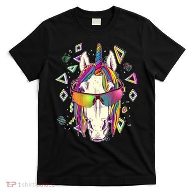 Retro 80's Eighties Rainbow Unicorn T-Shirt