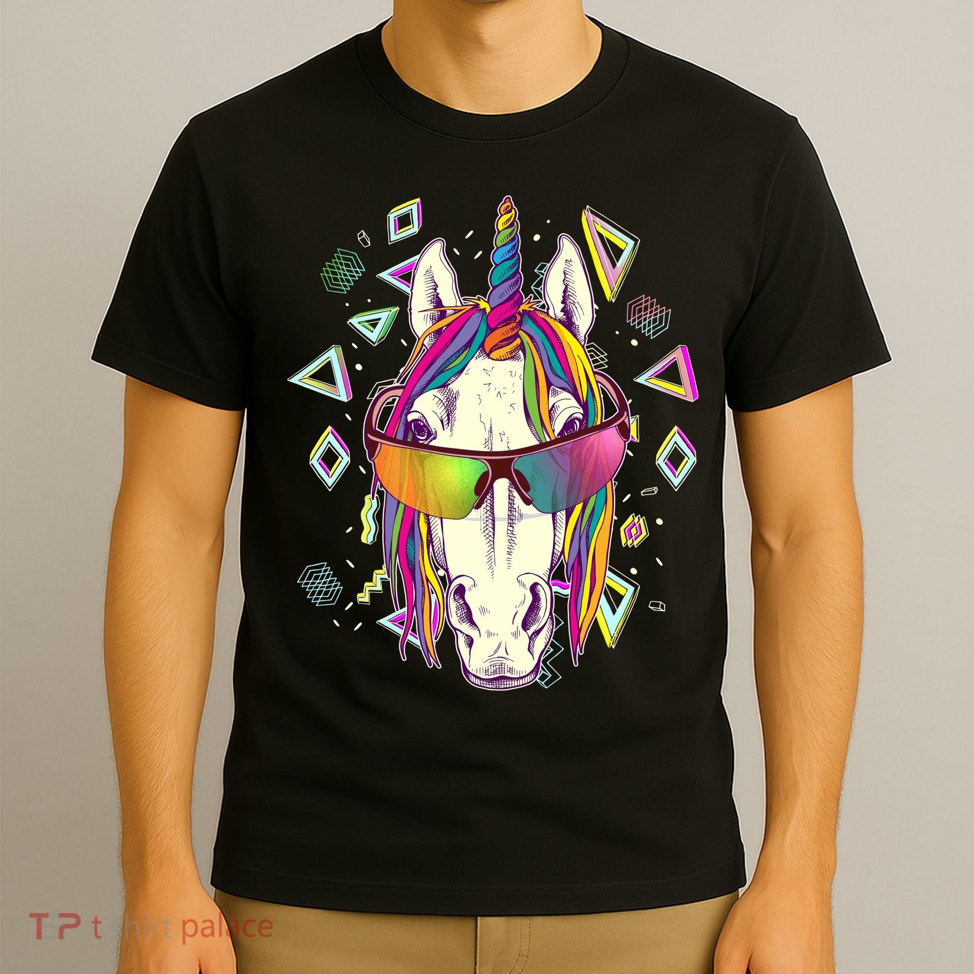 Retro 80's Eighties Rainbow Unicorn T-Shirt