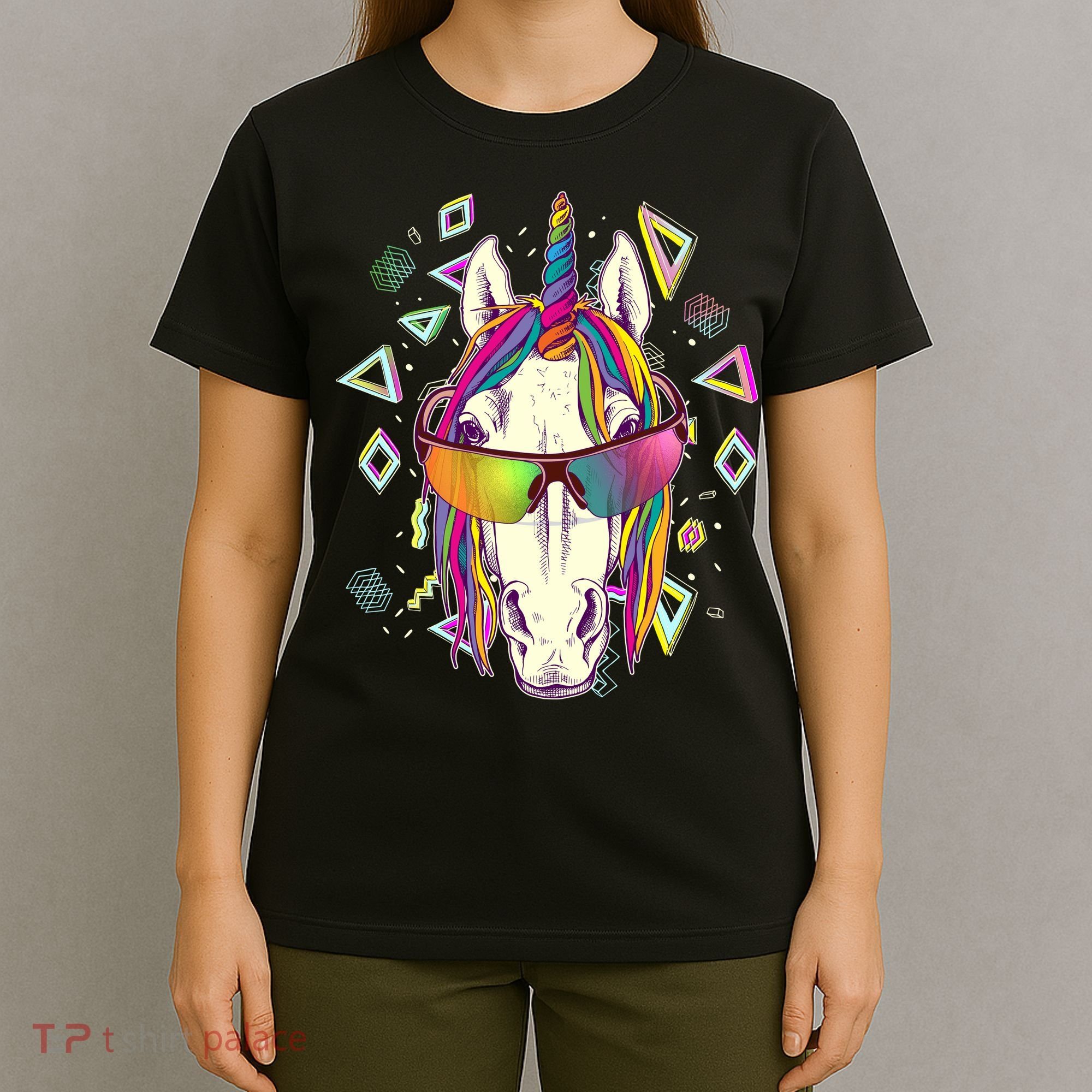 Retro 80's Eighties Rainbow Unicorn T-Shirt