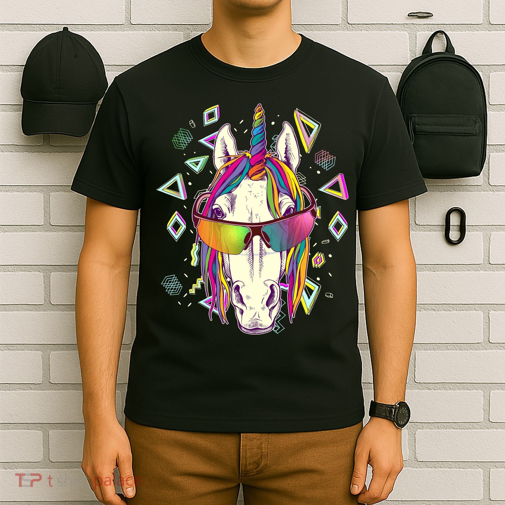 Retro 80's Eighties Rainbow Unicorn T-Shirt