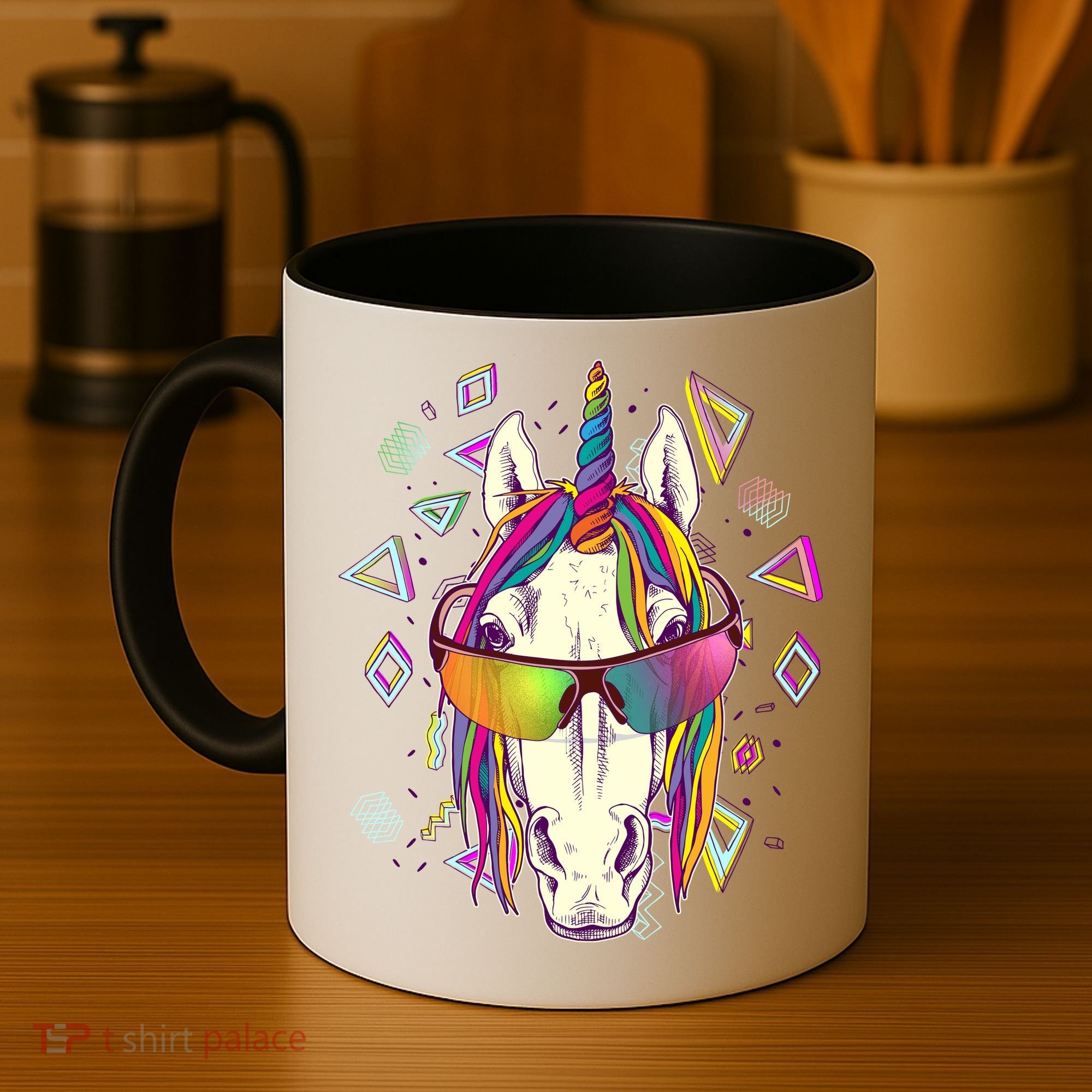 Retro 80's Eighties Rainbow Unicorn Coffee Mug