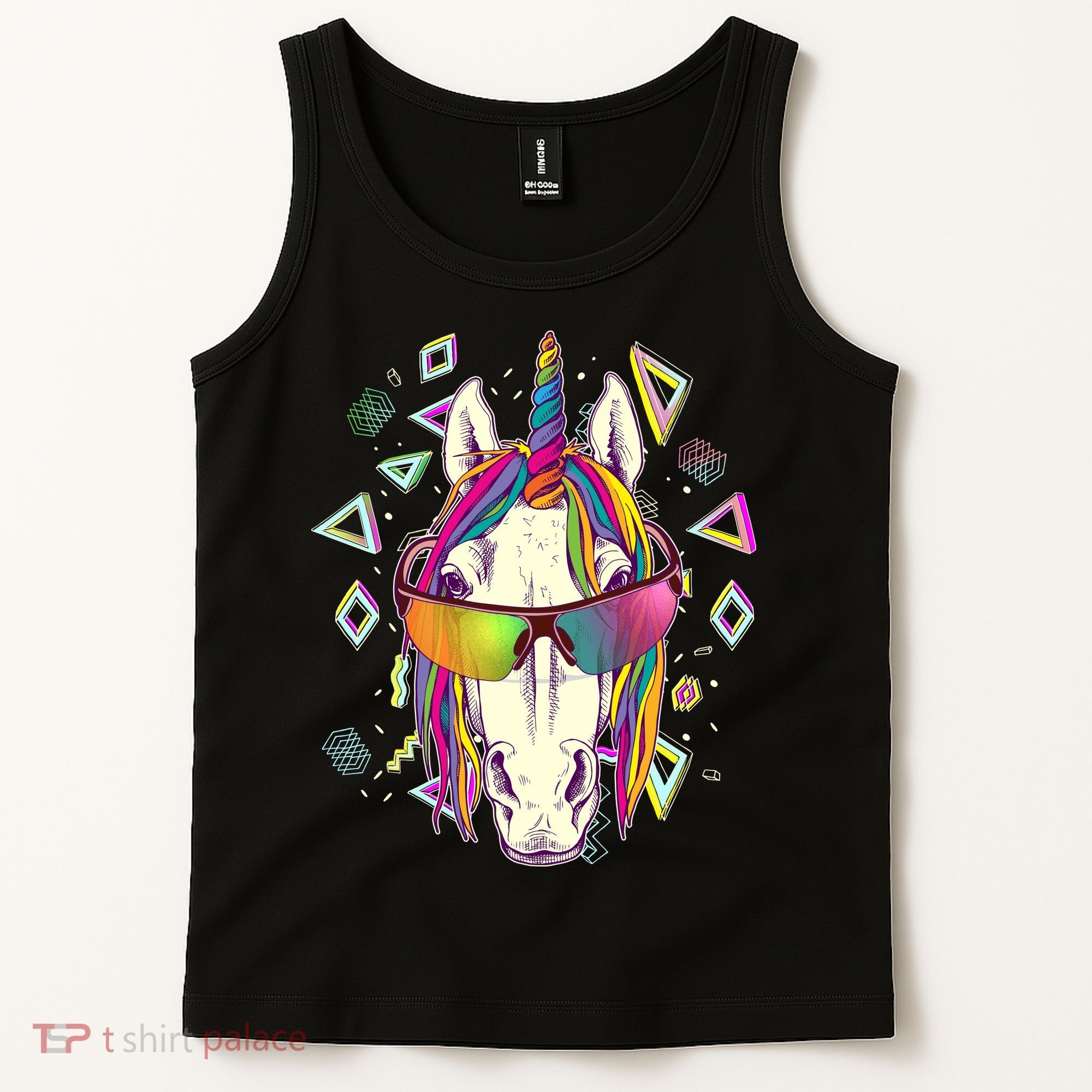 Retro 80's Eighties Rainbow Unicorn Tank Top