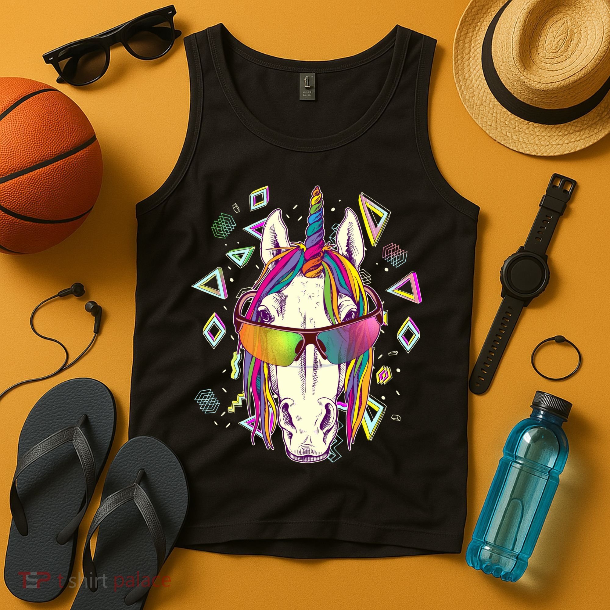 Retro 80's Eighties Rainbow Unicorn Tank Top