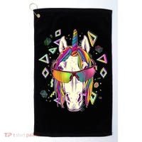 Retro 80's Eighties Rainbow Unicorn Golf Towel thumb 0