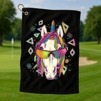 Retro 80's Eighties Rainbow Unicorn Golf Towel thumb 1
