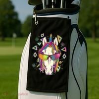 Retro 80's Eighties Rainbow Unicorn Golf Towel thumb 2