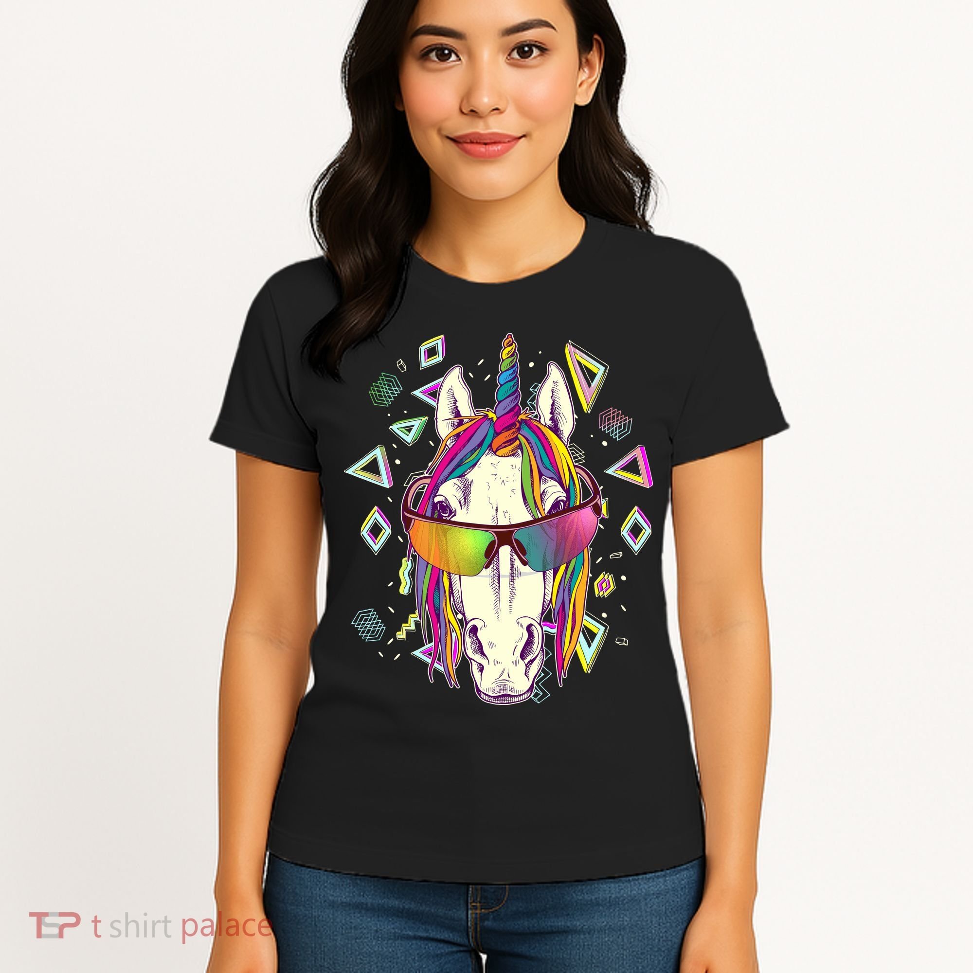 Retro 80's Eighties Rainbow Unicorn Women's T-Shirt