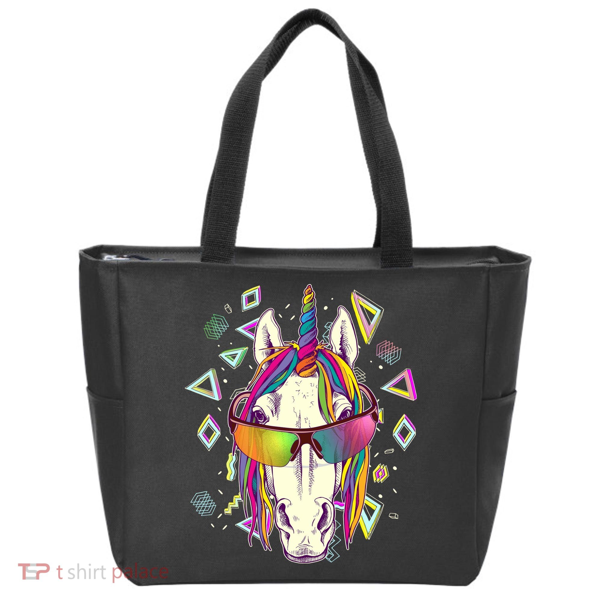 Retro 80's Eighties Rainbow Unicorn Tote Bag