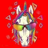 Retro 80's Eighties Rainbow Unicorn Santa Hat thumb 1