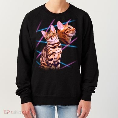 Retro 80s Eighties Lasers Double Exsposure Cat Women's Sweatshirt