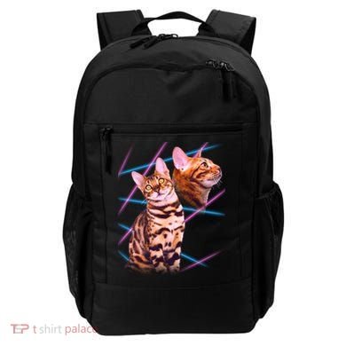 Retro 80s Eighties Lasers Double Exsposure Cat Backpack
