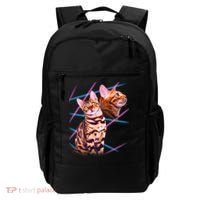 Retro 80s Eighties Lasers Double Exsposure Cat Backpack thumb 0