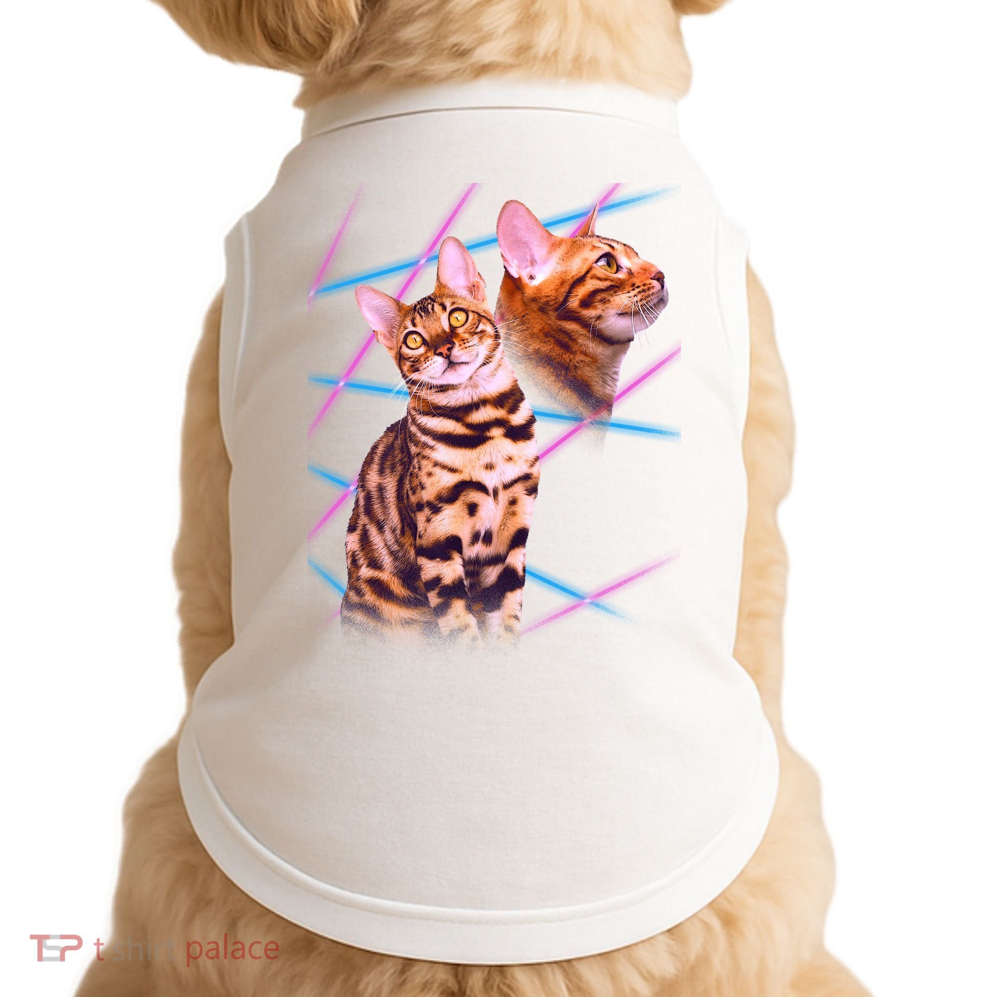 Retro 80s Eighties Lasers Double Exsposure Cat Doggie Tank