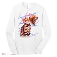 Retro 80s Eighties Lasers Double Exsposure Cat Long Sleeve Shirt thumb 0