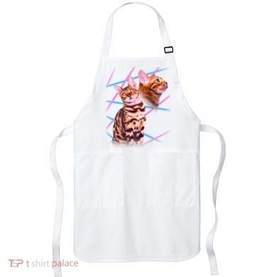 Retro 80s Eighties Lasers Double Exsposure Cat Apron