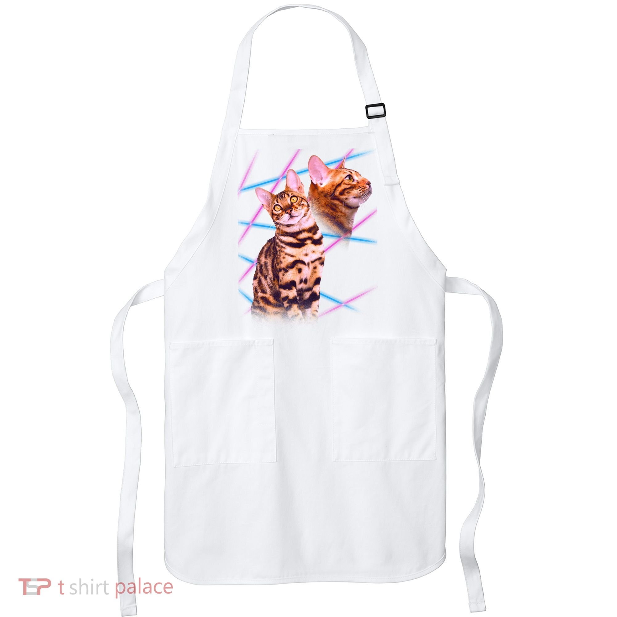 Retro 80s Eighties Lasers Double Exsposure Cat Apron