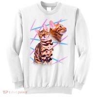 Retro 80s Eighties Lasers Double Exsposure Cat Sweatshirt thumb 0