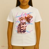 Retro 80s Eighties Lasers Double Exsposure Cat T-Shirt thumb 4