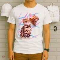 Retro 80s Eighties Lasers Double Exsposure Cat T-Shirt thumb 6