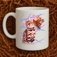 Retro 80s Eighties Lasers Double Exsposure Cat Coffee Mug thumb 2