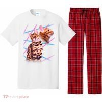 Retro 80s Eighties Lasers Double Exsposure Cat Pajama Set thumb 0