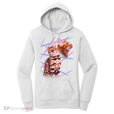 Retro 80s Eighties Lasers Double Exsposure Cat Women's Hoodie