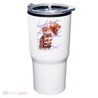 Retro 80s Eighties Lasers Double Exsposure Cat Tumbler thumb 0