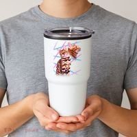 Retro 80s Eighties Lasers Double Exsposure Cat Tumbler thumb 2