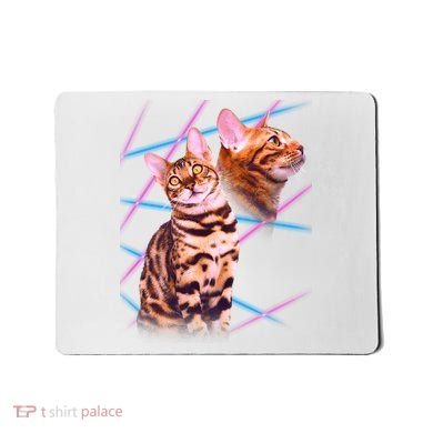 Retro 80s Eighties Lasers Double Exsposure Cat Mousepad