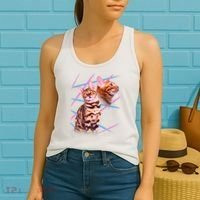 Retro 80s Eighties Lasers Double Exsposure Cat Women's Tank Top thumb 2