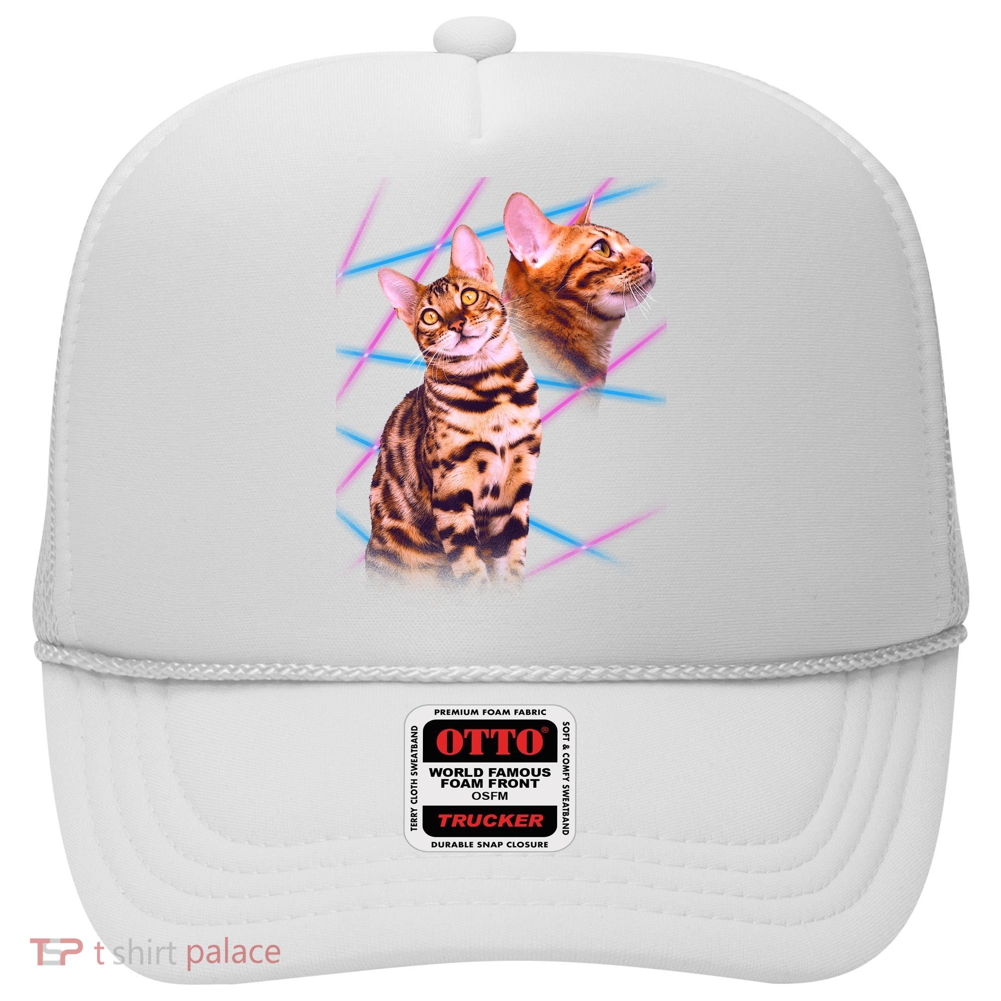 Retro 80s Eighties Lasers Double Exsposure Cat Hat